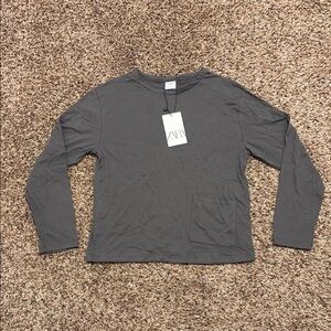 Zara Charcoal Long Sleeve Top